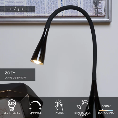 Lucide ZOZY - Lampe de bureau - LED Dim. - 1x4W 3000K - Noir - USP